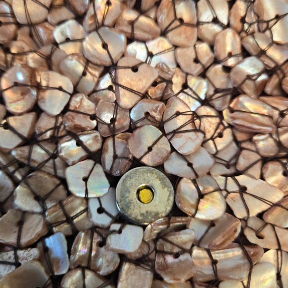 MOYNA Vintage Seashell Clutch, Shell Covered Fold Over Purse, Long Slim Clutch - Picture 7 of 13